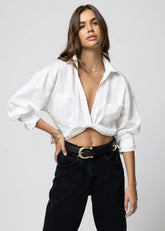 Knot Front Long Sleeve Shirt