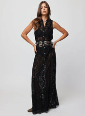 The Lace Button Front Maxi Dress