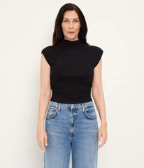 Amara Mock Neck Power Shoulder Top