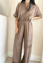 Linen Double Piped Wide Leg Pant