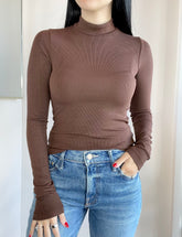 Fine 2x1 Rib L/S Mock Neck Top