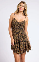 Be Fierce Leopard Godet Mini Dress