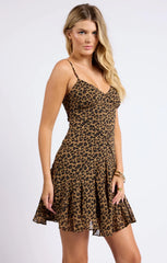 Be Fierce Leopard Godet Mini Dress