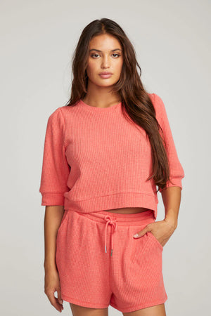 Two Tone Waffle Elyse Pullover