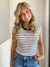 Black Stripe 2x1 Rib Baby Tee