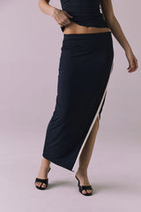 Tavira Licorice Black Midi Skirt