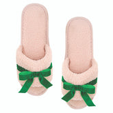 Teddy Velvet Bow Slippers