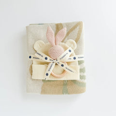 Pastel Floral Blanket, Hat, & Rattle Set