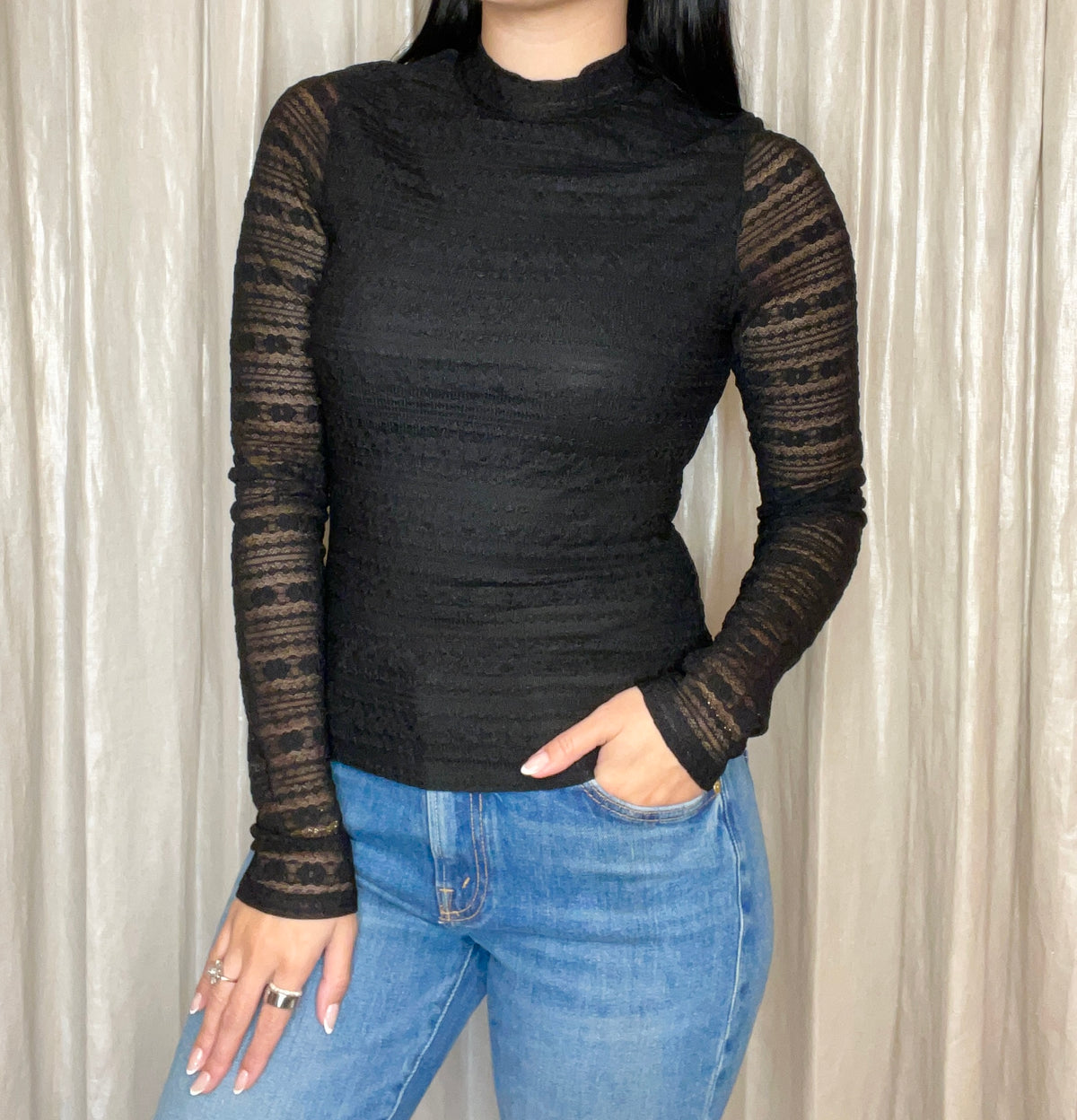 Sundance Stretch Lace Mock Neck Top