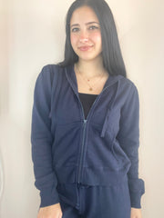 Puff Sleeve Long Sleeve Zip Up Hoodie