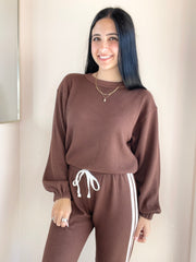 Drop Shoulder LS Elastic Hem Top