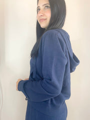 Puff Sleeve Long Sleeve Zip Up Hoodie