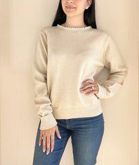 Knit Sweater Pearl Neck