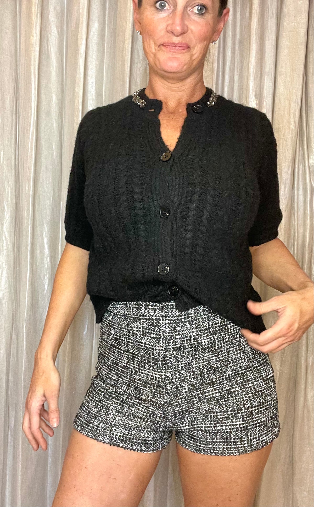 Black Diamond Lurex Stretch Tweed Hot Short