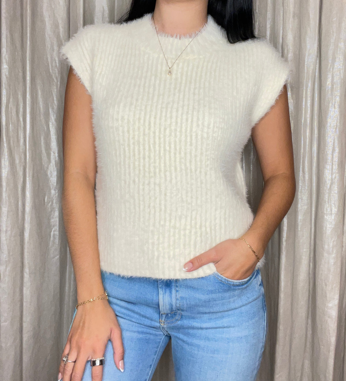 Bianca Feather Yarn Sweater Tank
