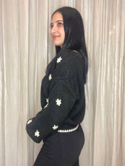 Black Daisy Cardigan