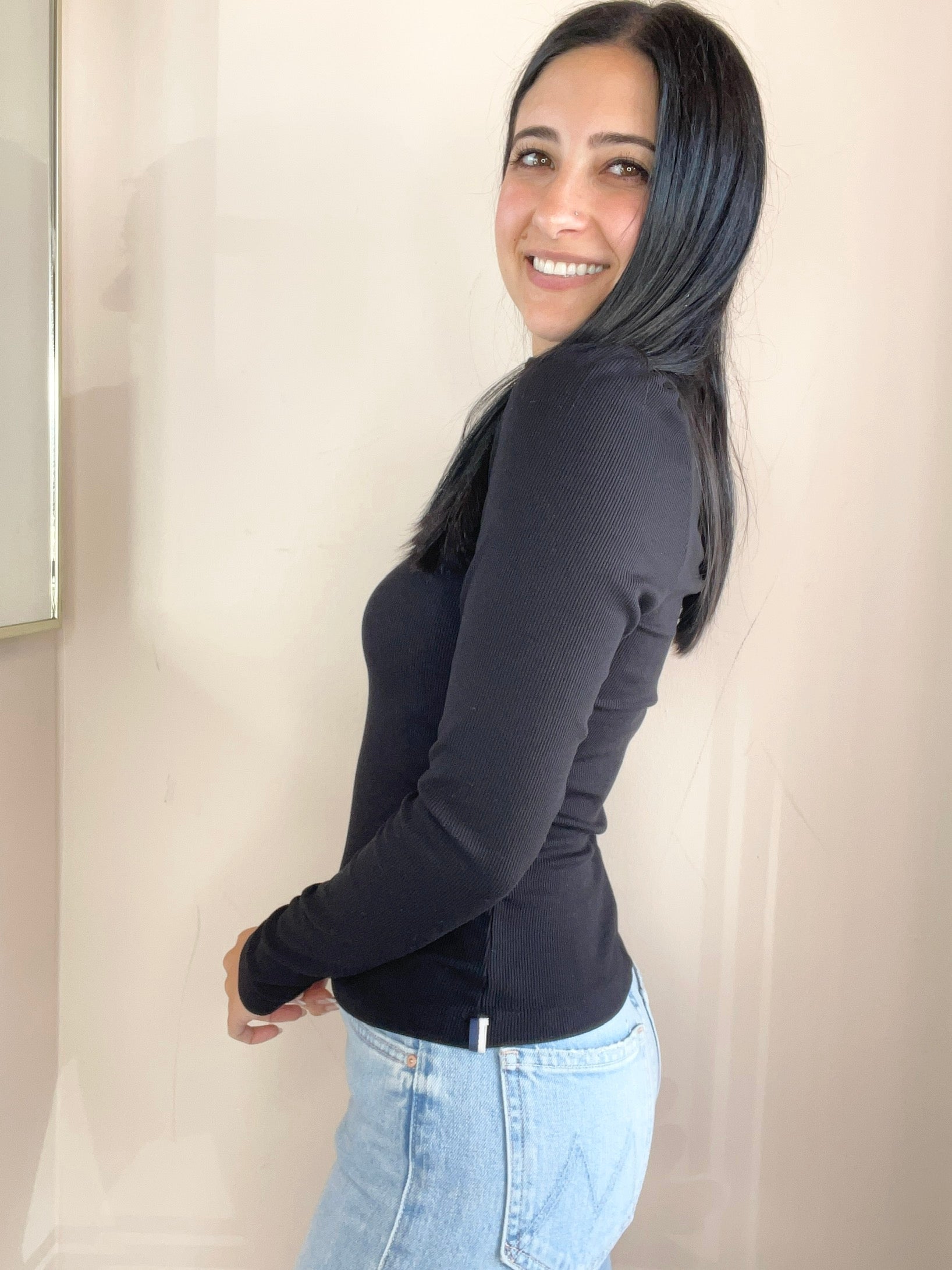 2x1 Fine Rib Puff Sleeve Turtleneck