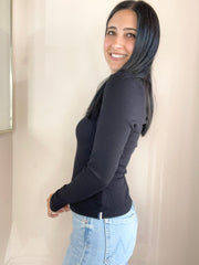 2x1 Fine Rib Puff Sleeve Turtleneck