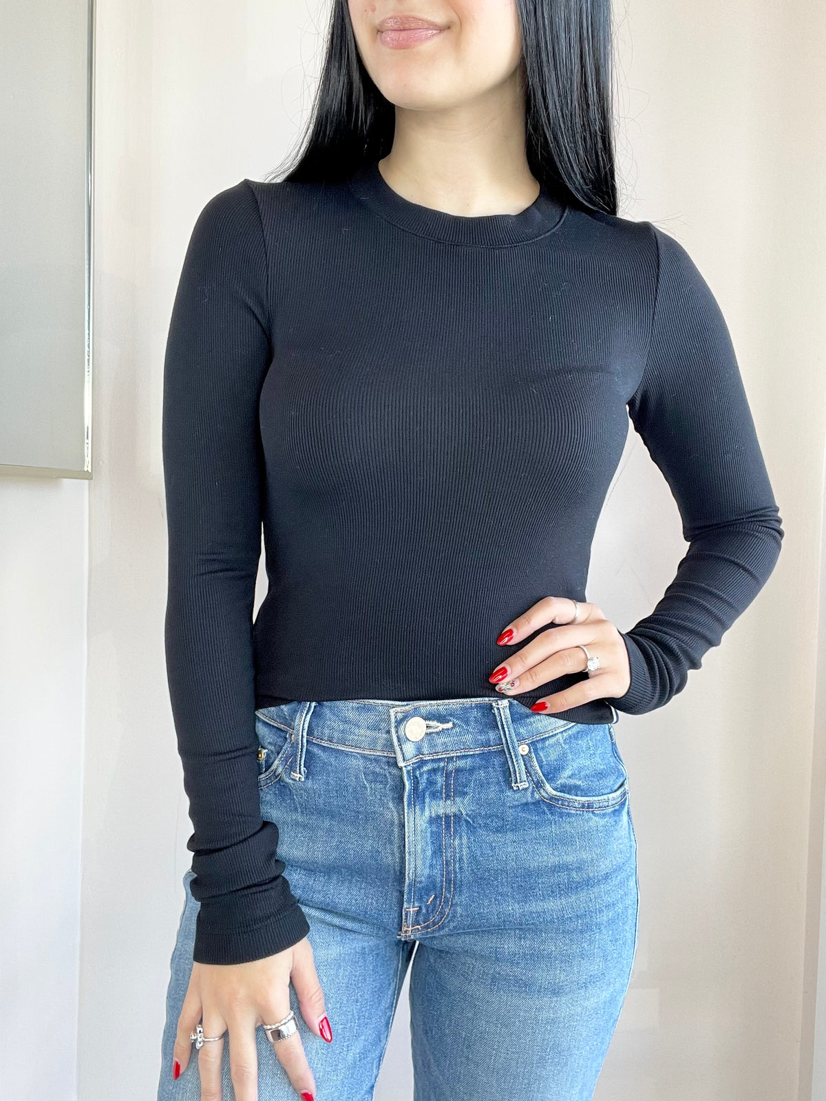 Fine 2X1 Rib Long Sleeve Crew