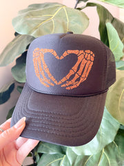 Skeleton Heart Hands Trucker Hat