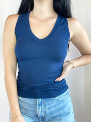 Fine 2x1 Rib V-Neck Tank
