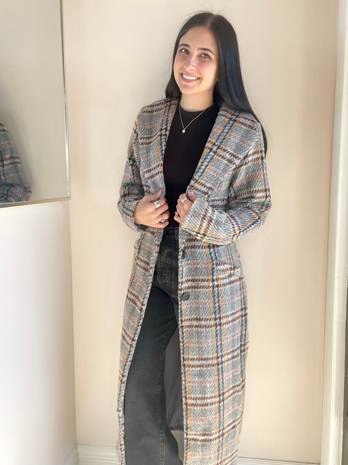 Flower Bed Plaid Coat
