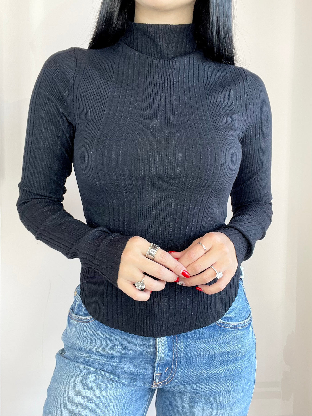 Variegated Rib L/S Mock