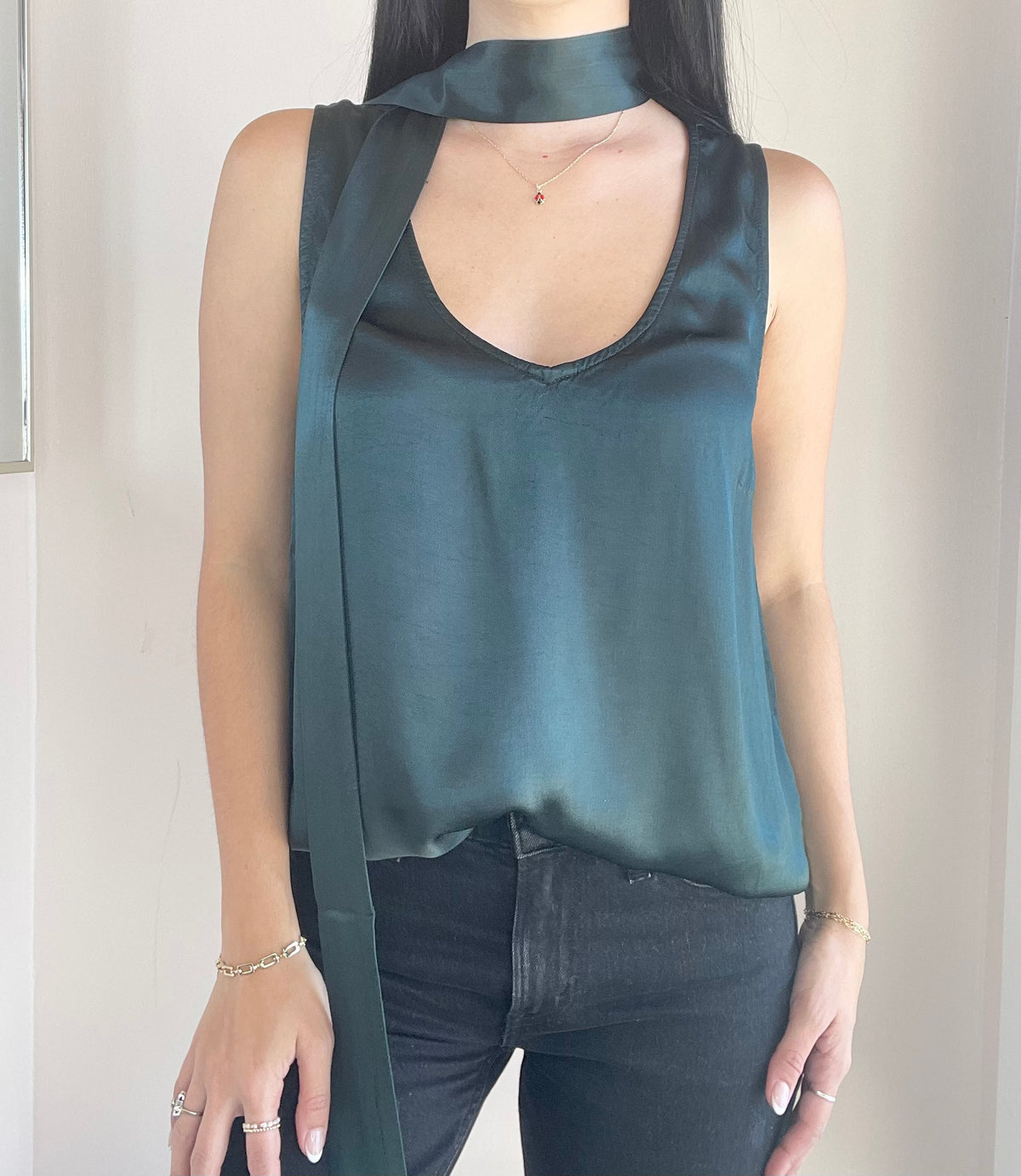 V-Neck Tank w/ Removable Neck Tie