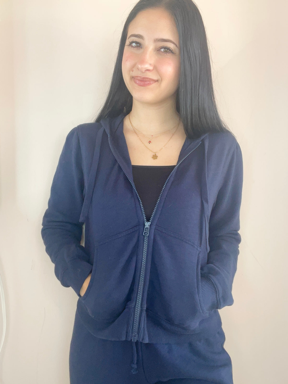 Puff Sleeve Long Sleeve Zip Up Hoodie