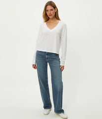 Brea Cropped LS V Neck Tee