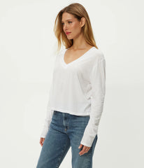Brea Cropped LS V Neck Tee