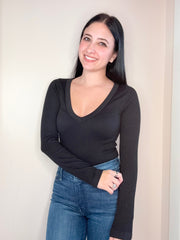 Deep V Neck LS Top