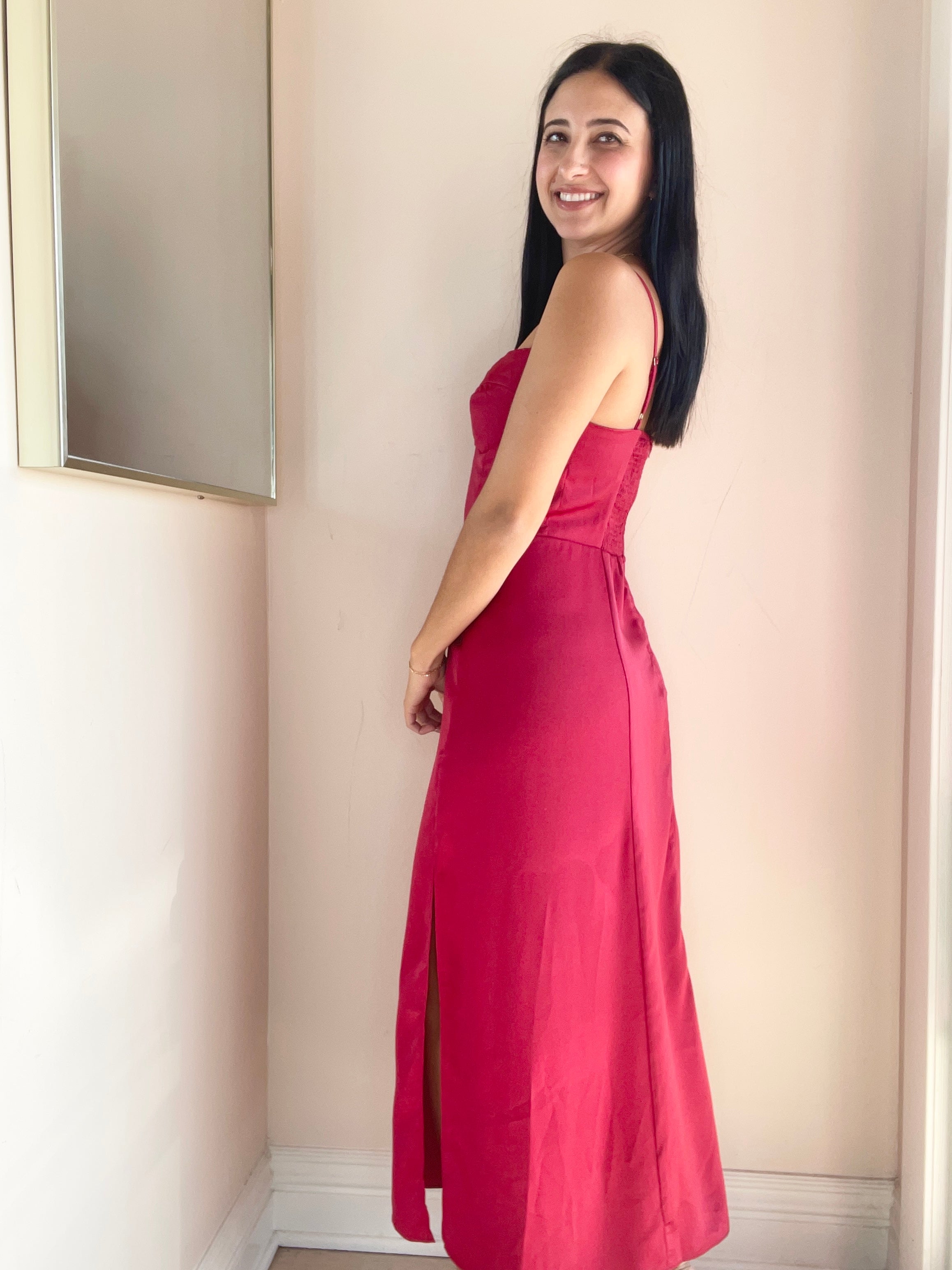 Romy Satin Bustier Bodice Midi Dress