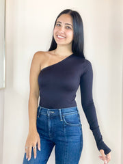 Prima One Shoulder Long Sleeve Bodysuit