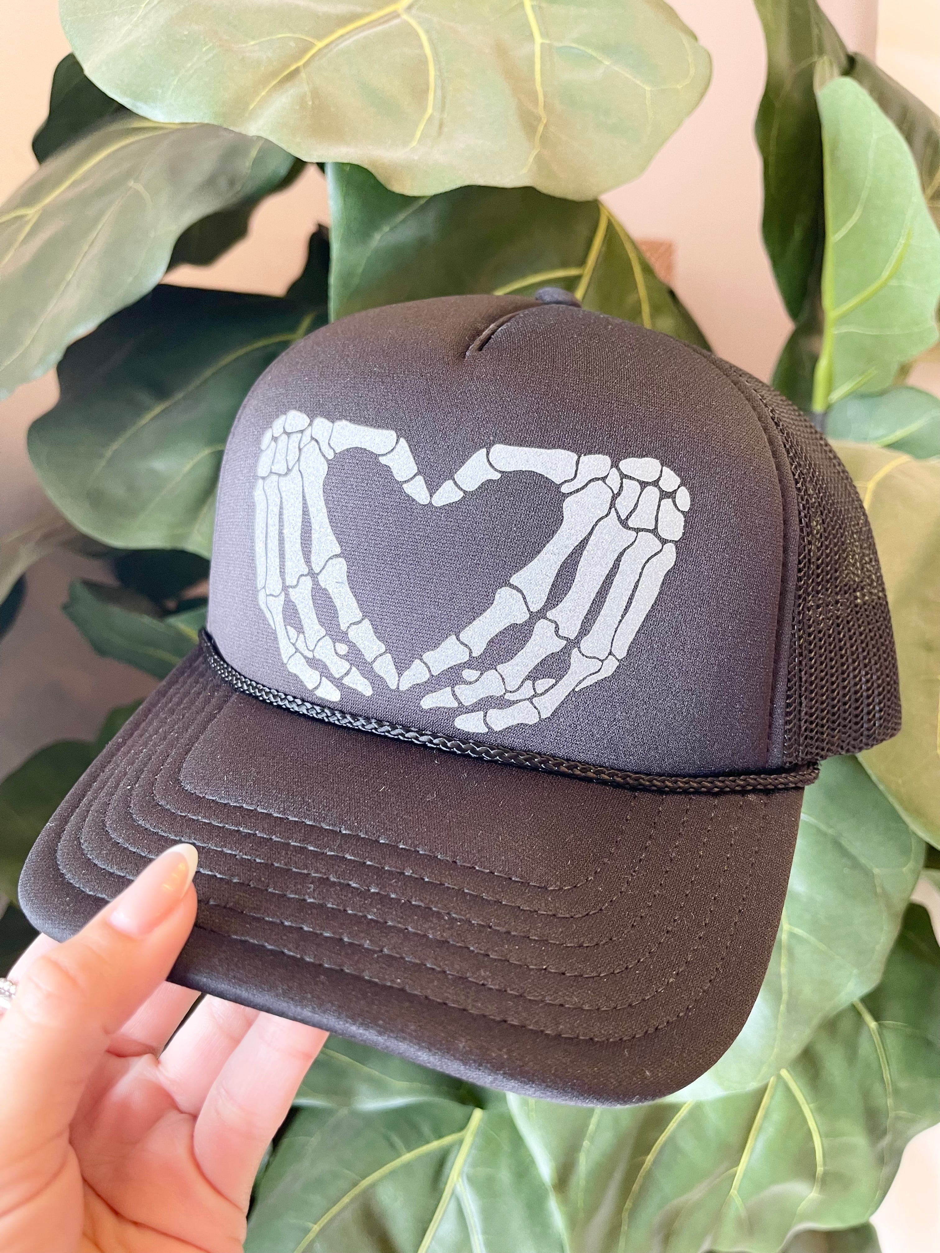 Skeleton Heart Hands Trucker Hat