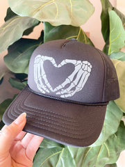Skeleton Heart Hands Trucker Hat