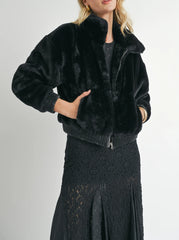 Daring Vegan Fur Zip Up Jacket