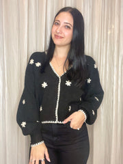Black Daisy Cardigan
