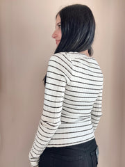 12x12 Rib Stripe LS Boatneck Top