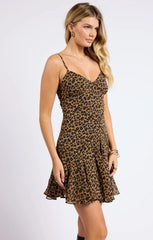 Be Fierce Leopard Godet Mini Dress