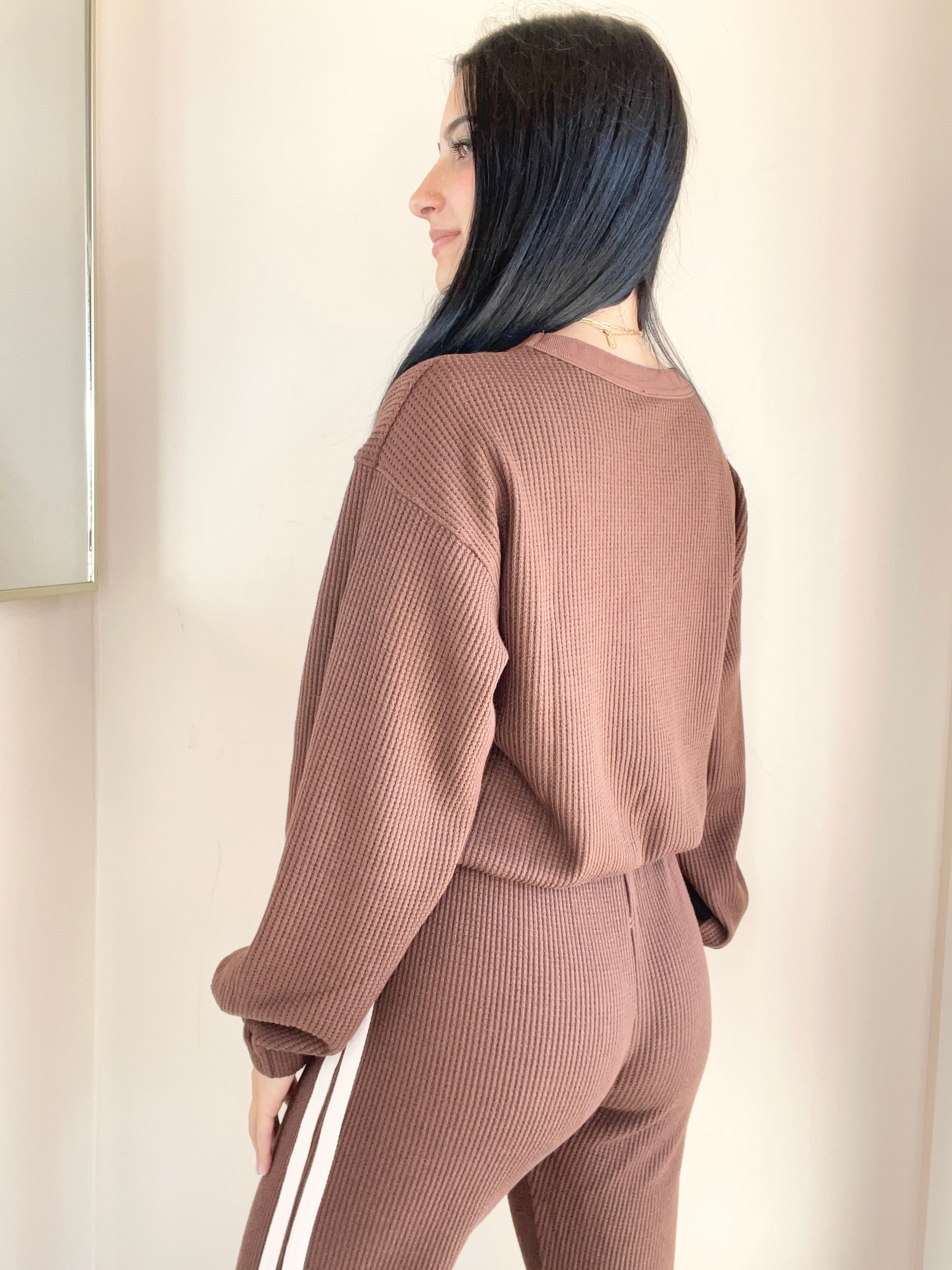Drop Shoulder LS Elastic Hem Top