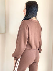 Drop Shoulder LS Elastic Hem Top