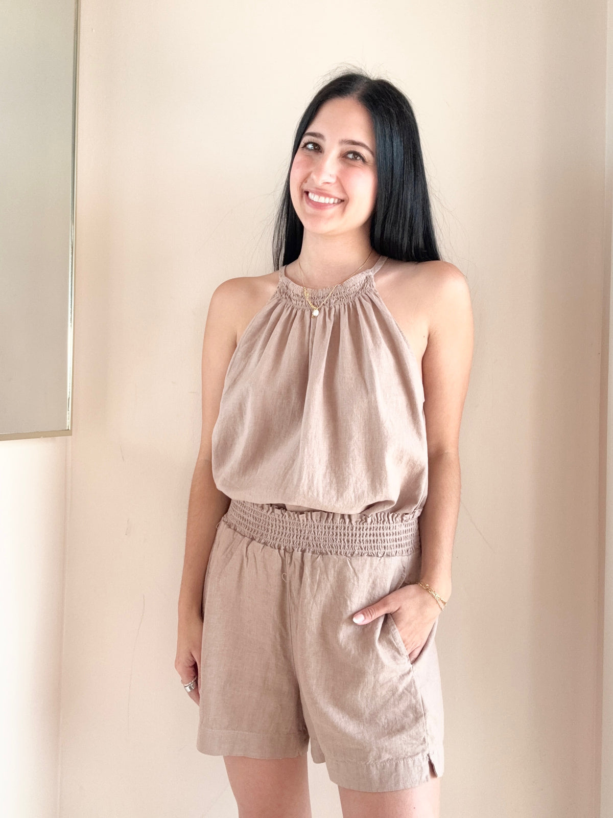 Linen Smocked Shorts