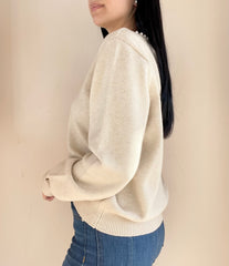 Knit Sweater Pearl Neck