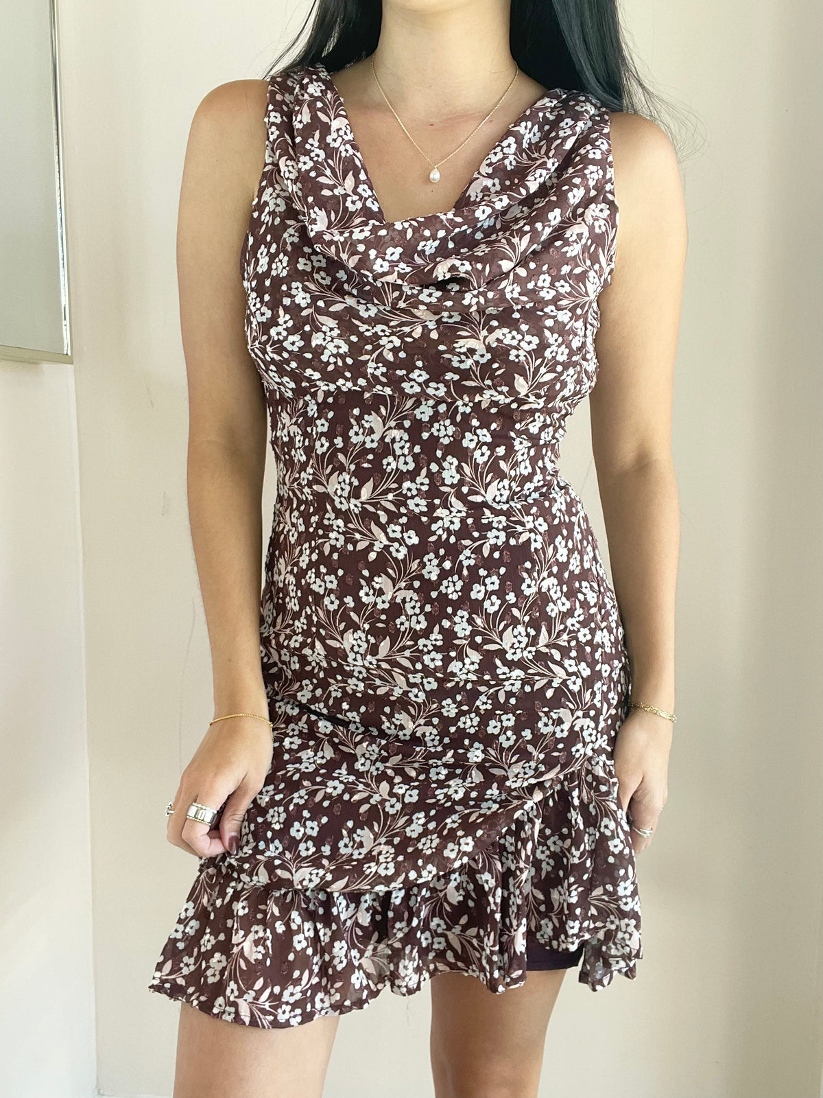 Oak Lane Cowl Neck Mini Dress