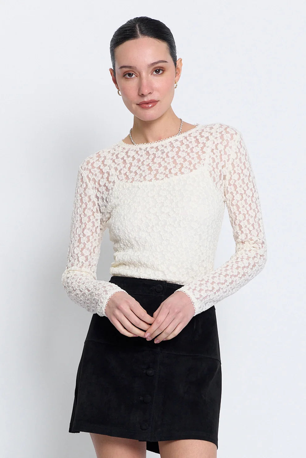 Scarlet Stretch Lace Crew Neck