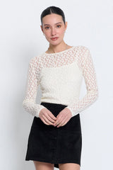 Scarlet Stretch Lace Crew Neck