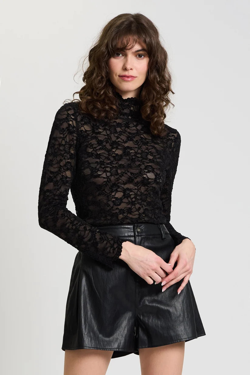 Dakota Long Sleeve Stretch Lace Tneck