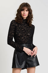 Dakota Long Sleeve Stretch Lace Tneck