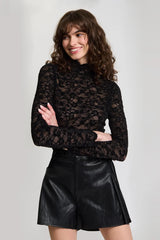 Dakota Long Sleeve Stretch Lace Tneck